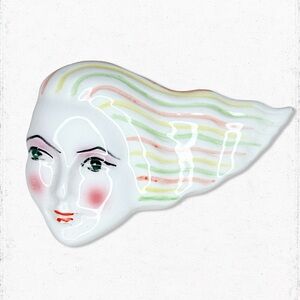 6385. Ceramic Handmade Rainbow Ladyface
